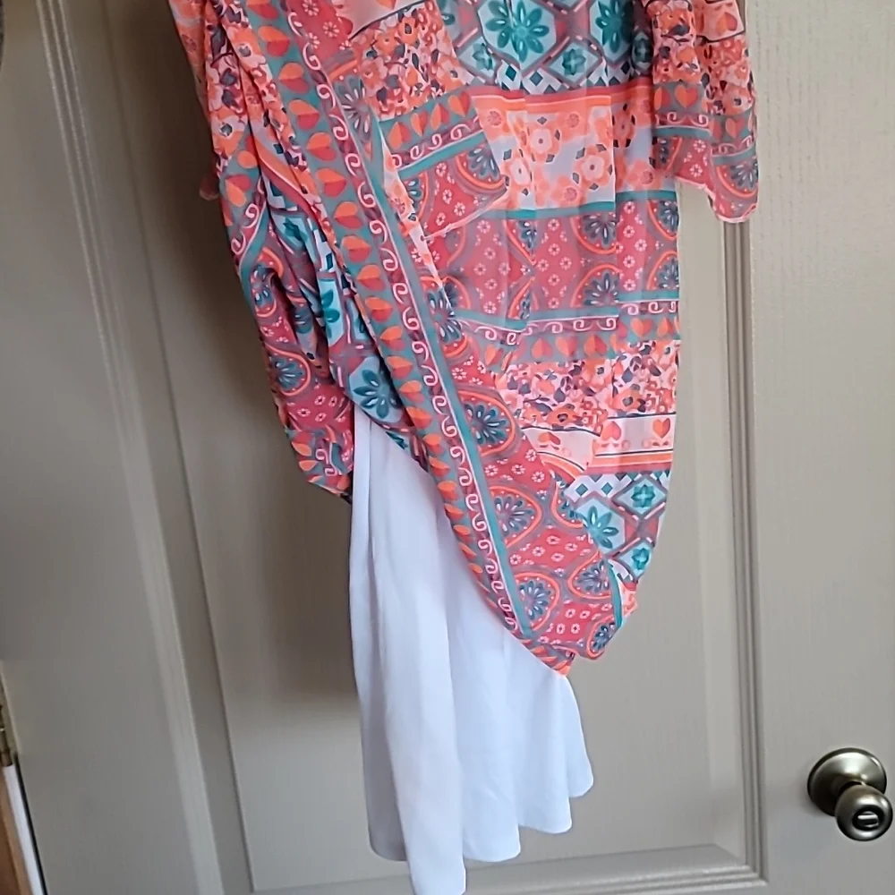 Wonder Nation large 10/12 pink floral/hearts dress with open shoulder sleeves